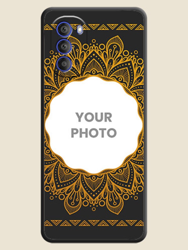 Custom Round Image with Floral Design on Photo on Space Black Soft Matte Mobile Cover - Motorola G51 5G - alternate view