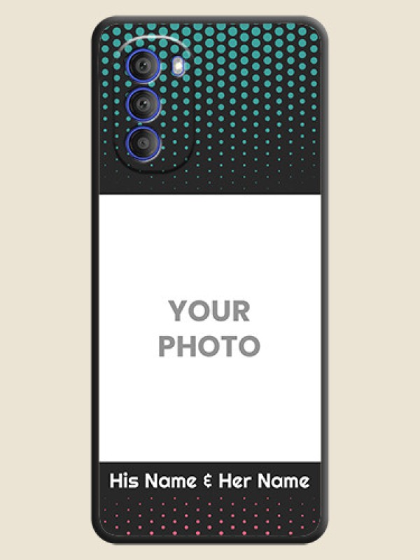 Custom Faded Dots with Grunge Photo Frame and Text on Space Black Custom Soft Matte Phone Cases - Motorola G51 5G - alternate view