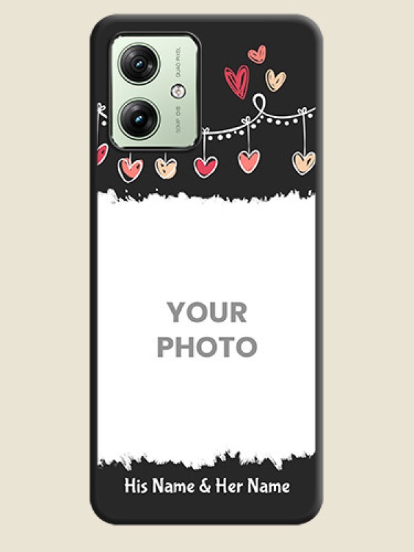 Custom Pink Love Hangings with Name On Space Black Custom Soft Matte Mobile Back Cover - Motorola G54 5G - alternate view