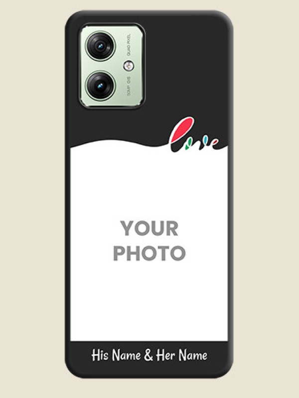 Custom Fall in Love Pattern with Picture on Photo On Space Black Custom Soft Matte Mobile Back Cover - Motorola G54 5G - alternate view