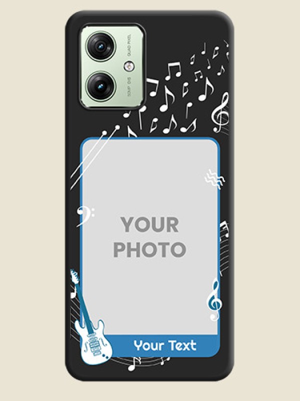 Custom Musical Theme Design with Text on Photo On Space Black Custom Soft Matte Mobile Back Cover - Motorola G54 5G - alternate view