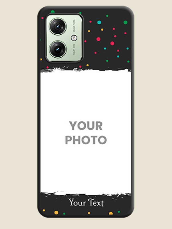 Custom Multicolor Dotted Pattern with Text  On Space Black Custom Soft Matte Mobile Back Cover - Motorola G54 5G - alternate view
