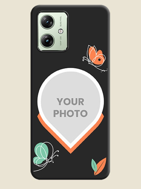 Custom Upload Pic With Simple Butterly Design On Space Black Custom Soft Matte Mobile Back Cover - Motorola G54 5G - alternate view