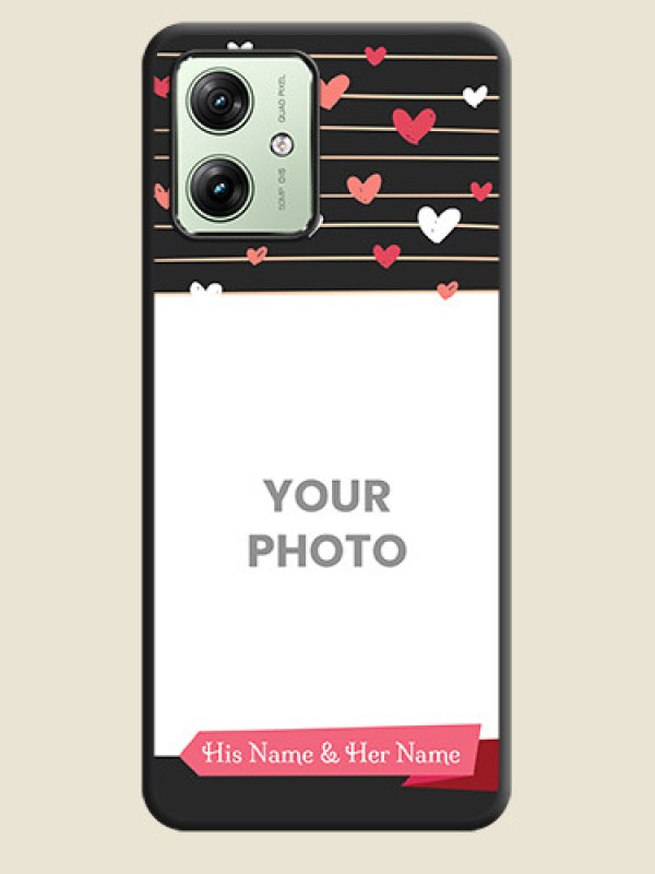 Custom Love Pattern with Name on Pink Ribbon - Photo on Space Black Soft Matte Back Cover - Motorola G64 5G - alternate view