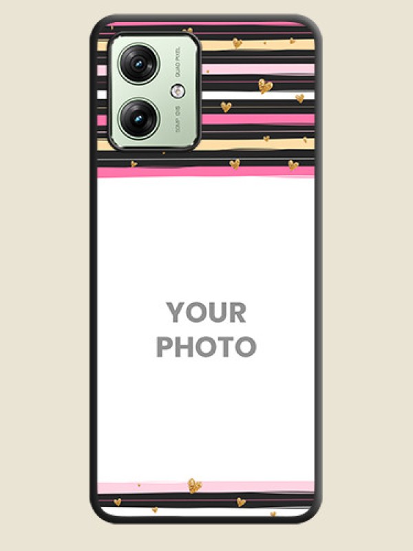 Custom Multicolor Lines and Golden Love Symbols Design - Photo on Space Black Soft Matte Mobile Cover - Motorola G64 5G - alternate view