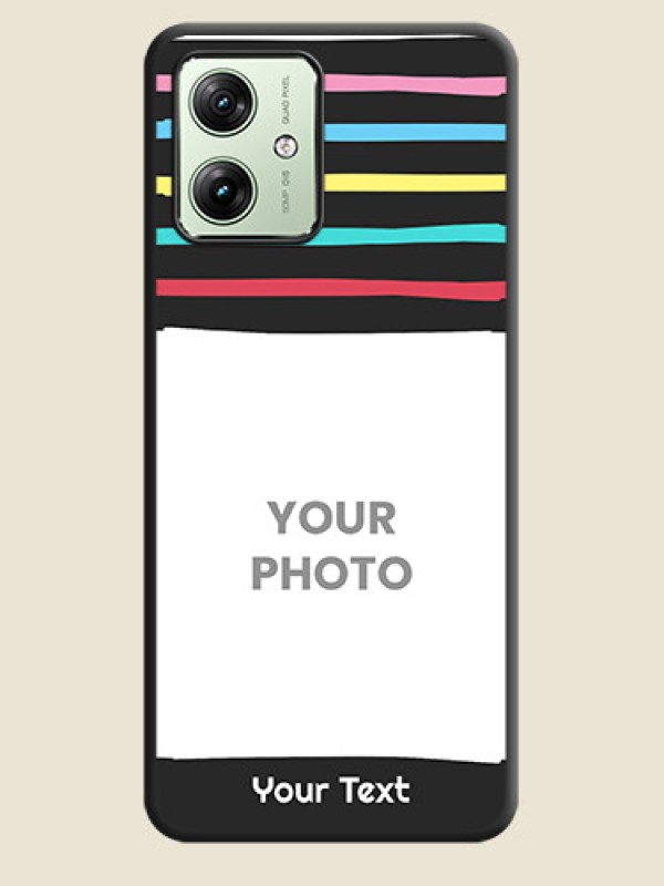 Custom Multicolor Lines with Image on Space Black Personalized Soft Matte Phone Covers - Motorola G64 5G - alternate view