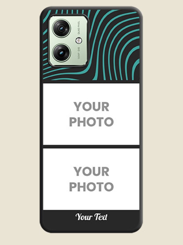 Custom Wave Pattern with 2 Image Holder on Space Black Personalized Soft Matte Phone Covers - Motorola G64 5G - alternate view