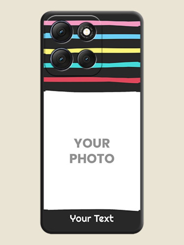 Custom Multicolor Lines with Image On Space Black Custom Soft Matte Mobile Back Cover - Motorola G86 Power 5G - alternate view