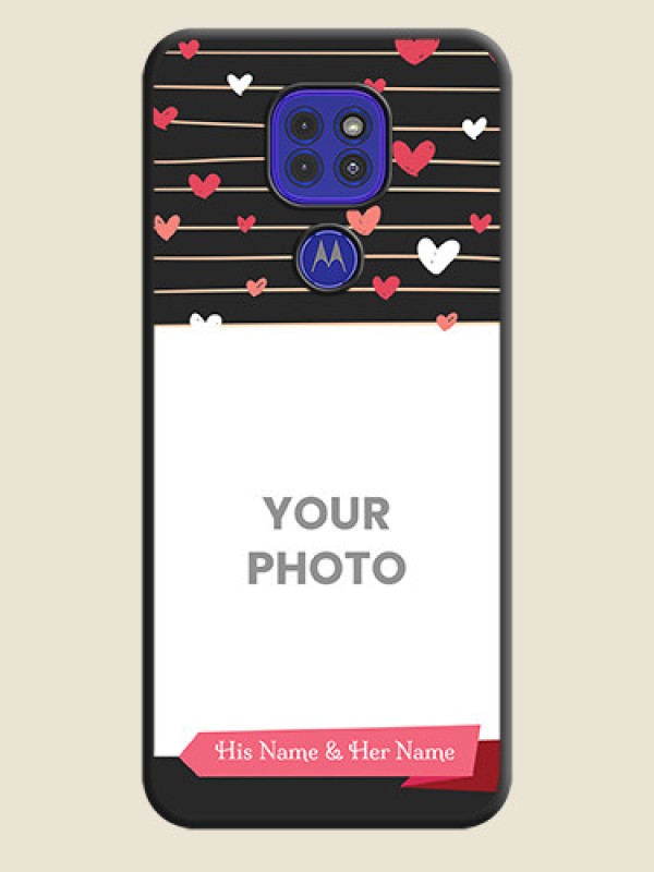 Custom Love Pattern with Name on Pink Ribbon  on Photo on Space Black Soft Matte Back Cover - Motorola G9 - alternate view