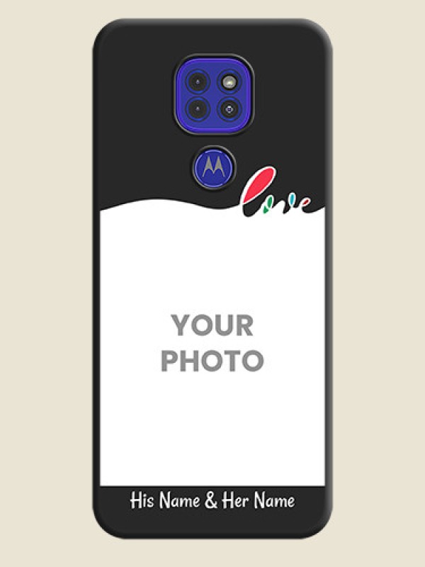 Custom Fall in Love Pattern with Picture on Photo on Space Black Soft Matte Mobile Case - Motorola G9 - alternate view