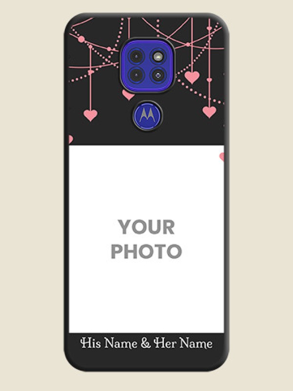 Custom Pink Love Hangings with Text on Space Black Custom Soft Matte Back Cover - Motorola G9 - alternate view