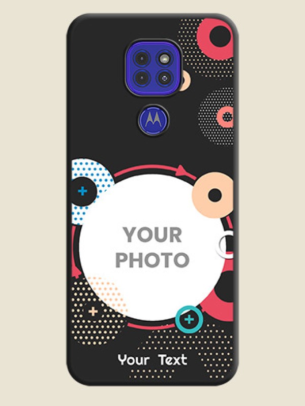 Custom Multicoloured Round Image on Personalised Space Black Soft Matte Cases - Motorola G9 - alternate view