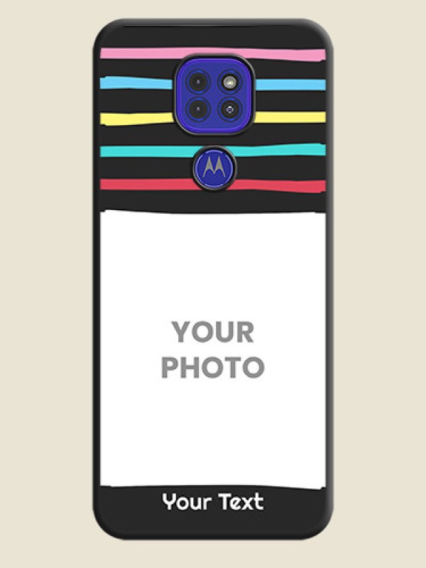 Custom Multicolor Lines with Image on Space Black Personalized Soft Matte Phone Covers - Motorola G9 - alternate view