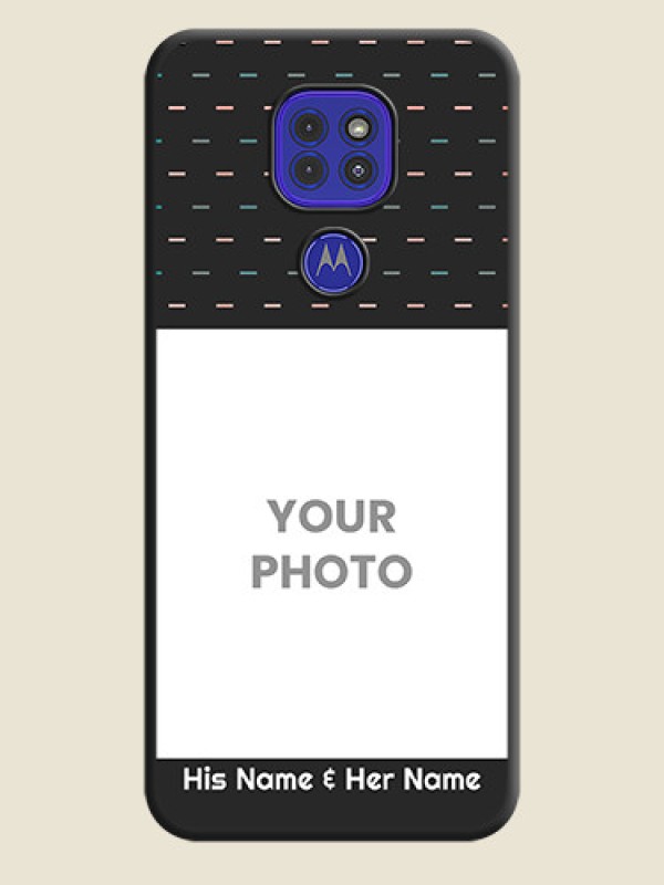Custom Line Pattern Design with Text on Space Black Custom Soft Matte Phone Back Cover - Motorola G9 - alternate view