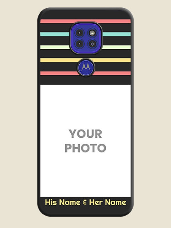 Custom Color Stripes with Photo and Text on Photo on Space Black Soft Matte Mobile Case - Motorola G9 - alternate view