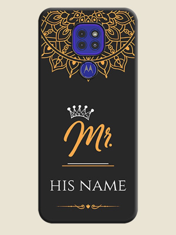 Custom Mr Name with Floral Design  on Personalised Space Black Soft Matte Cases - Motorola G9 - alternate view