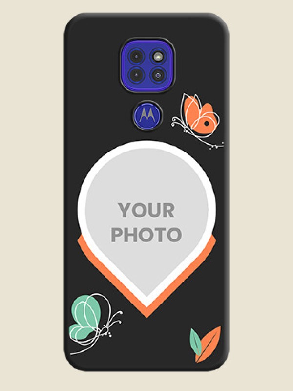 Custom Upload Pic With Simple Butterly Design On Space Black Personalized Soft Matte Phone Covers -Motorola G9 - alternate view