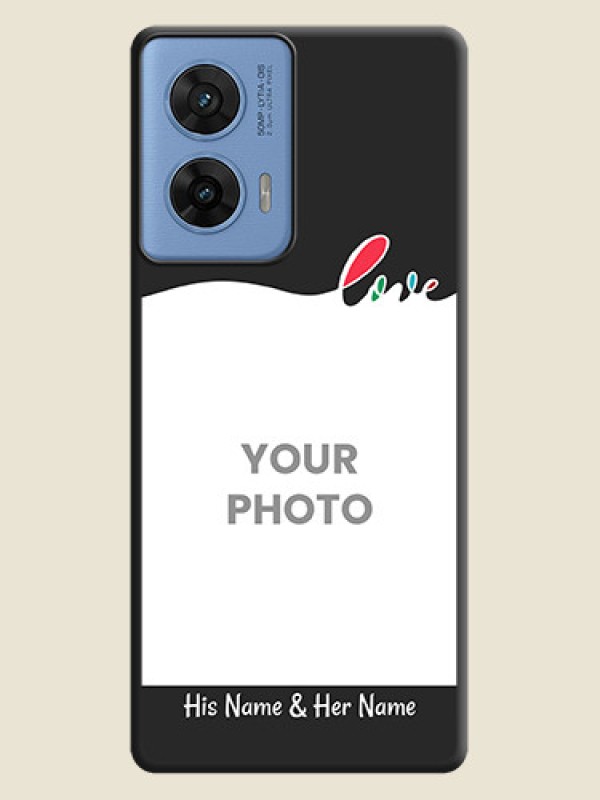Custom Fall in Love Pattern with Picture on Photo On Space Black Custom Soft Matte Mobile Back Cover - Motorola G96 5G - alternate view