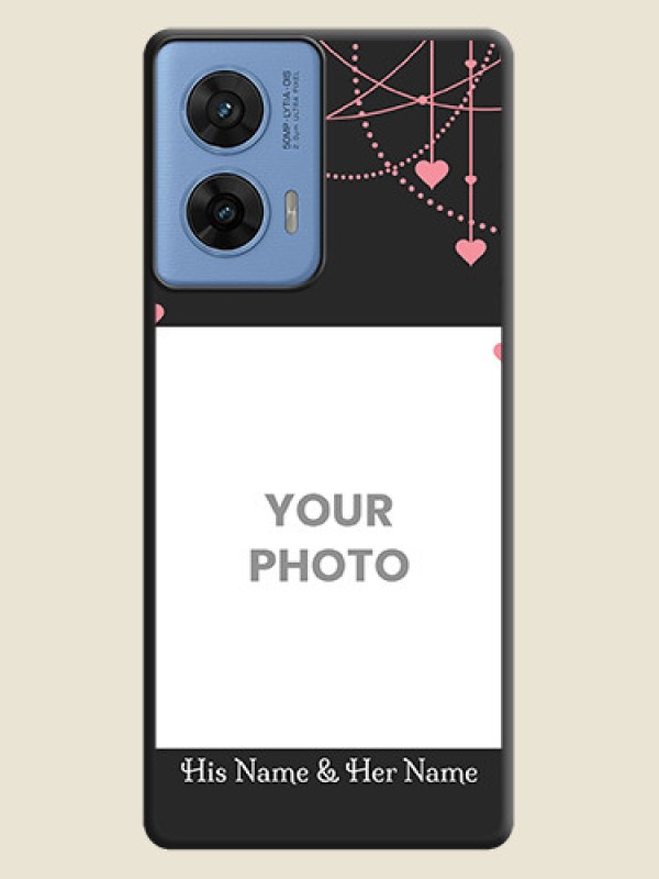 Custom Pink Love Hangings with Text On Space Black Custom Soft Matte Mobile Back Cover - Motorola G96 5G - alternate view