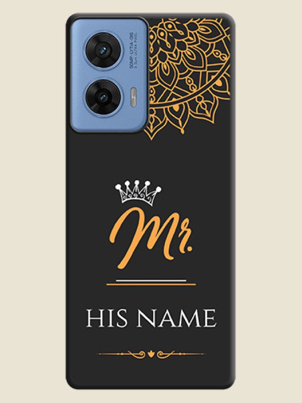 Custom Mr Name with Floral Design On Space Black Custom Soft Matte Mobile Back Cover - Motorola G96 5G - alternate view