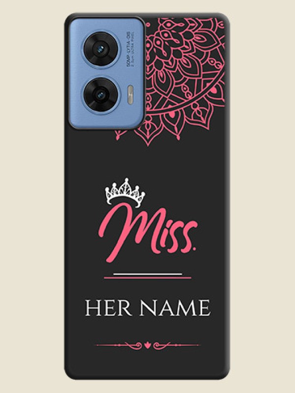 Custom Mrs Name with Floral Design On Space Black Custom Soft Matte Mobile Back Cover - Motorola G96 5G - alternate view