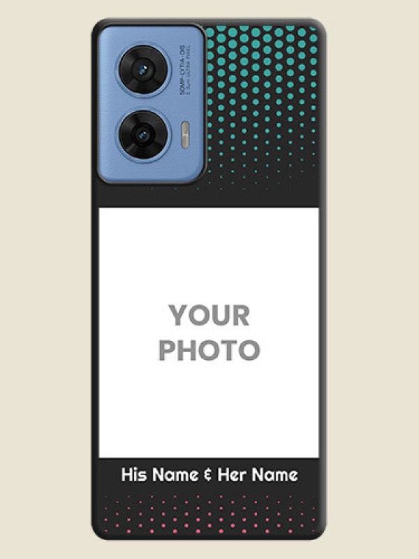 Custom Faded Dots with Grunge Photo Frame and Text On Space Black Custom Soft Matte Mobile Back Cover - Motorola G96 5G - alternate view