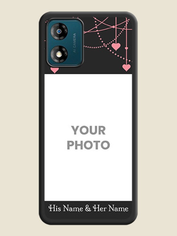Custom Pink Love Hangings with Text on Space Black Custom Soft Matte Back Cover - Motorola Moto E13 - alternate view
