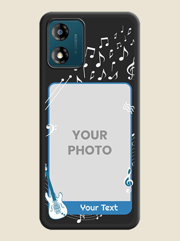 Custom Musical Theme Design with Text on Photo on Space Black Soft Matte Mobile Case - Motorola Moto E13 - alternate view