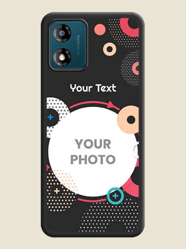 Custom Multicoloured Round Image on Personalised Space Black Soft Matte Cases - Motorola Moto E13 - alternate view