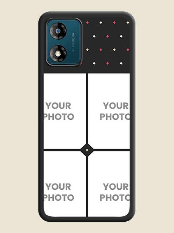 Custom Multicolor Dotted Pattern with 4 Image Holder on Space Black Custom Soft Matte Phone Cases - Motorola Moto E13 - alternate view