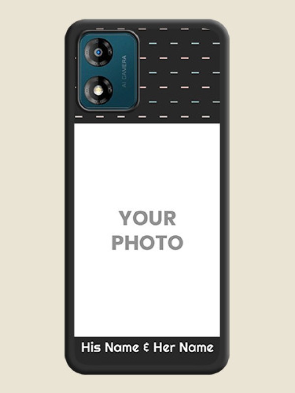 Custom Line Pattern Design with Text on Space Black Custom Soft Matte Phone Back Cover - Motorola Moto E13 - alternate view