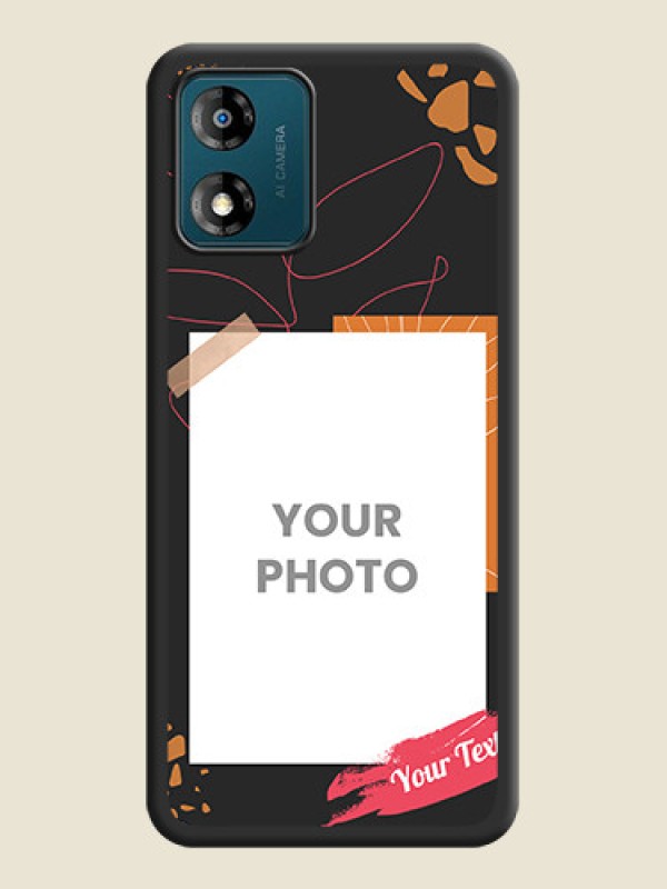 Custom Orange Photo Frame on Space Black Custom Soft Matte Phone Back Cover - Motorola Moto E13 - alternate view
