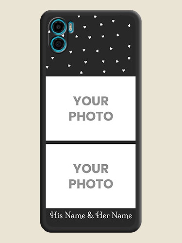 Custom Miniature Love Symbols with Name on Space Black Custom Soft Matte Back Cover - Motorola Moto E22s - alternate view