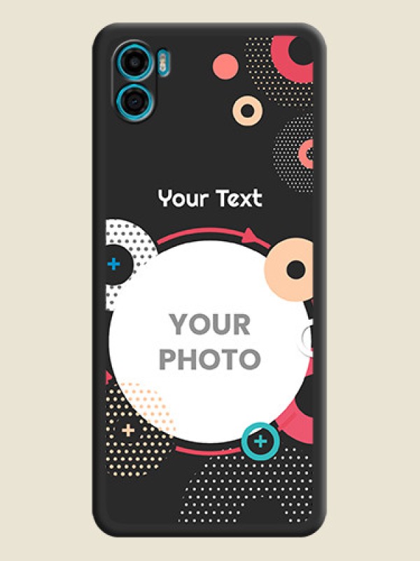 Custom Multicoloured Round Image on Personalised Space Black Soft Matte Cases - Motorola Moto E22s - alternate view