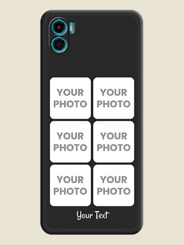 Custom Floral Art with 6 Image Holder on Photo on Space Black Soft Matte Mobile Case - Motorola Moto E22s - alternate view