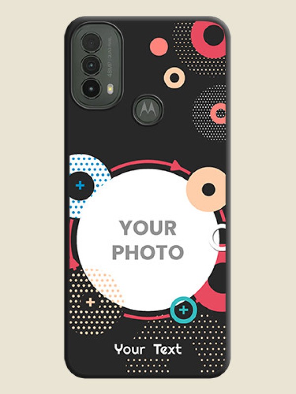 Custom Multicoloured Round Image On Space Black Custom Soft Matte Mobile Back Cover - Motorola Moto E30 - alternate view