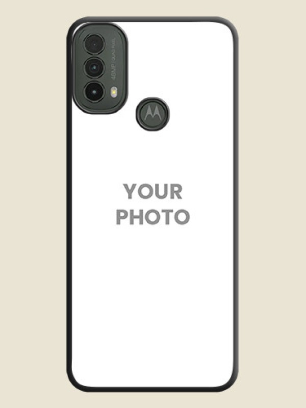 Custom Full Single Pic Upload On Space Black Custom Soft Matte Mobile Back Cover - Motorola Moto E30 - alternate view