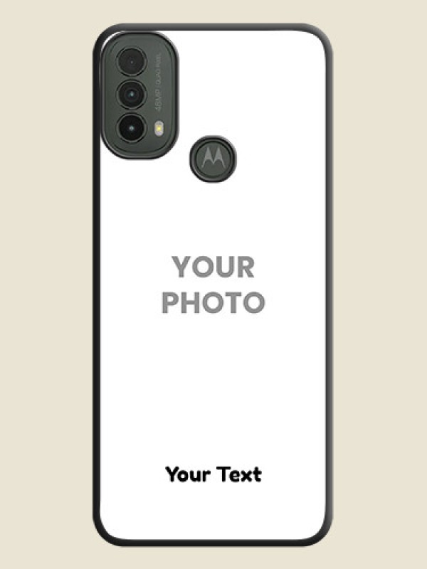 Custom Full Single Pic Upload With Text On Space Black Custom Soft Matte Mobile Back Cover - Motorola Moto E30 - alternate view