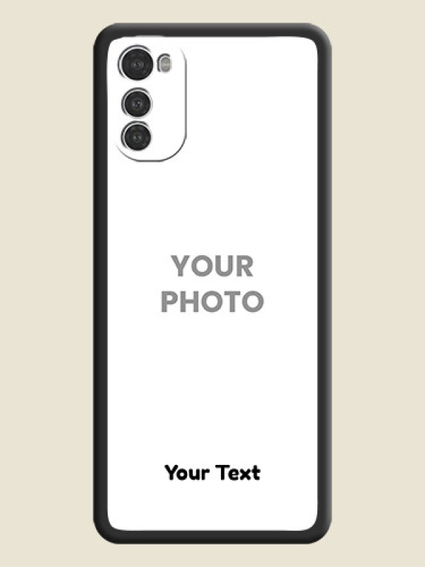 Custom Full Single Pic Upload With Text On Space Black Personalized Soft Matte Phone Covers -Motorola Moto E32S - alternate view