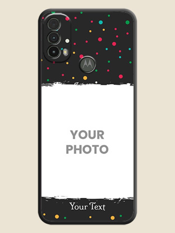 Custom Multicolor Dotted Pattern with Text on Space Black Custom Soft Matte Phone Back Cover - Moto E40 - alternate view
