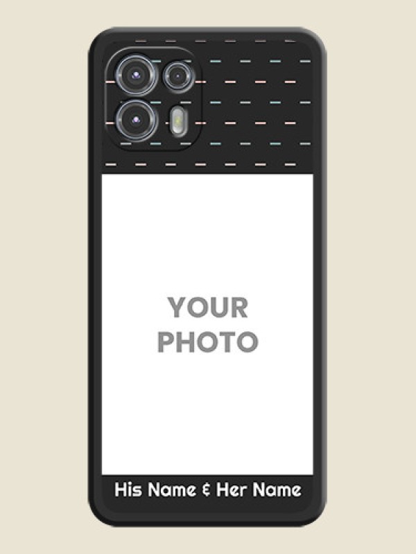 Custom Line Pattern Design with Text on Space Black Custom Soft Matte Phone Back Cover - Moto Edge 20 Fusion 5G - alternate view