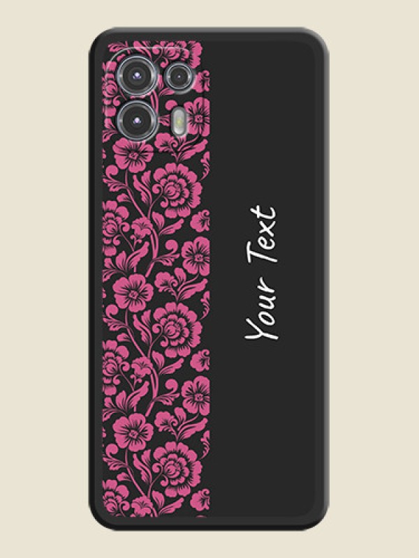 Custom Pink Floral Pattern Design With Custom Text On Space Black Personalized Soft Matte Phone Covers -Motorola Moto Edge 20 Fusion 5G - alternate view
