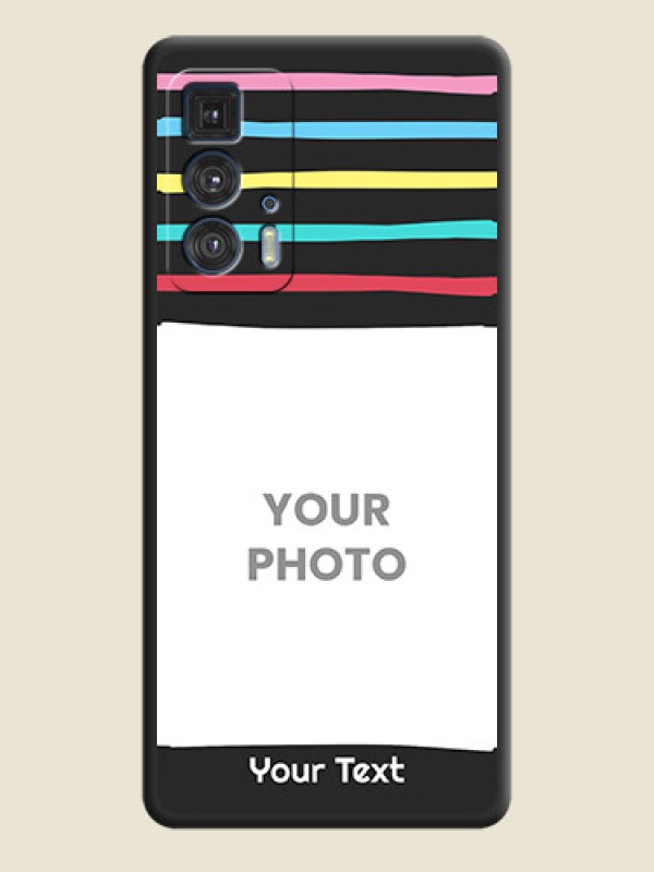 Custom Multicolor Lines with Image on Space Black Personalized Soft Matte Phone Covers - Moto Edge 20 Pro - alternate view