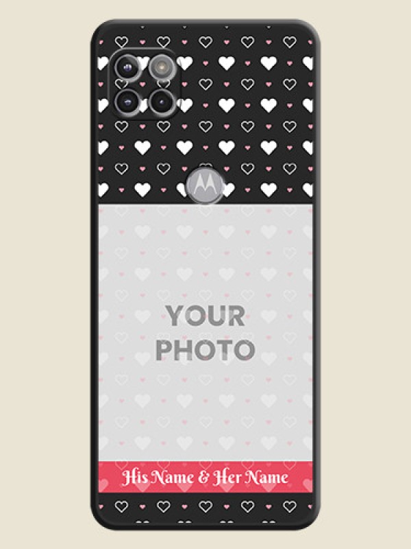Custom White Color Love Symbols with Text Design on Photo on Space Black Soft Matte Phone Cover - Motorola Moto G 5G - alternate view