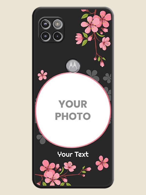 Custom Round Image with Pink Color Floral Design on Photo on Space Black Soft Matte Back Cover - Motorola Moto G 5G - alternate view