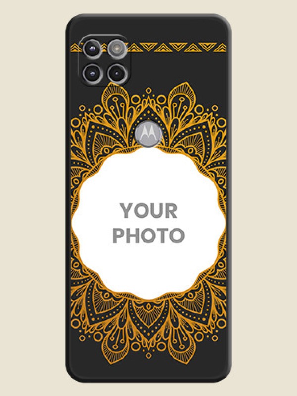 Custom Round Image with Floral Design on Photo on Space Black Soft Matte Mobile Cover - Motorola Moto G 5G - alternate view