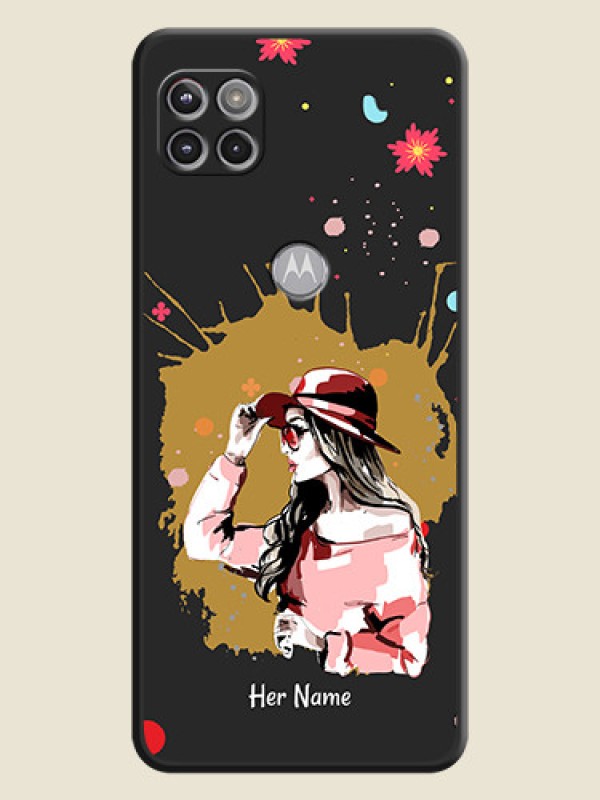 Custom Mordern Lady With Color Splash Background With Custom Text On Space Black Personalized Soft Matte Phone Covers -Motorola Moto G 5G - alternate view