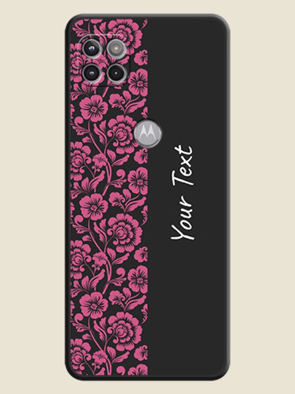 Custom Pink Floral Pattern Design With Custom Text On Space Black Personalized Soft Matte Phone Covers -Motorola Moto G 5G - alternate view