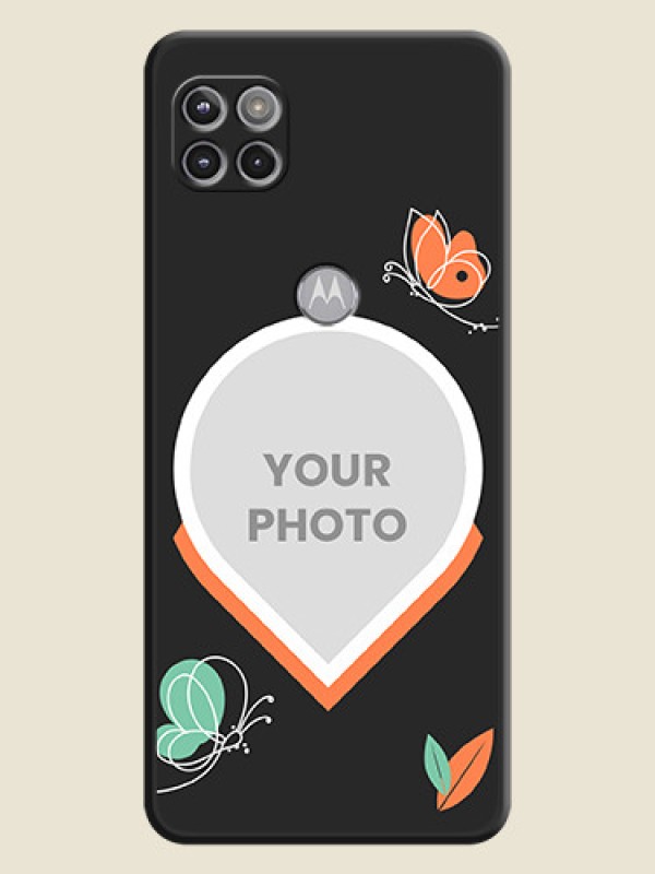 Custom Upload Pic With Simple Butterly Design On Space Black Personalized Soft Matte Phone Covers -Motorola Moto G 5G - alternate view