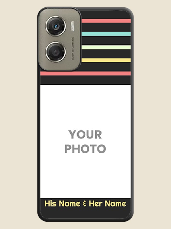 Custom Color Stripes with Photo and Text on Photo On Space Black Custom Soft Matte Mobile Back Cover - Motorola Moto G06 Power - alternate view
